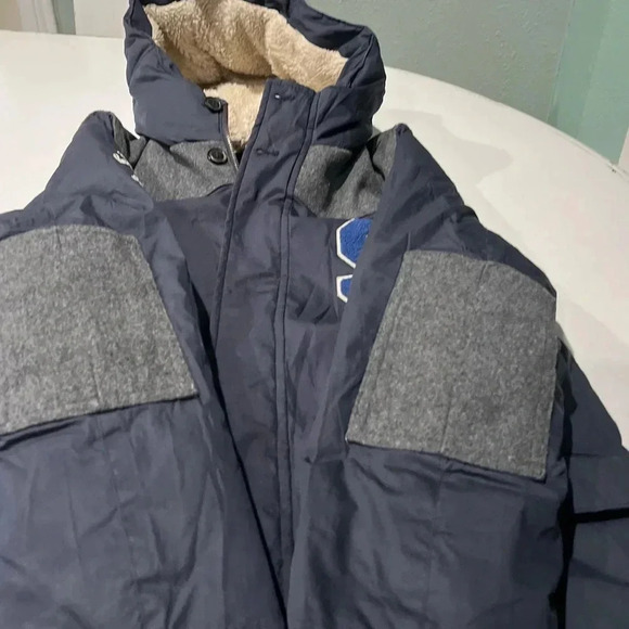 Zara coat boys 13/14 heavy weather parka peacoat blue varsity wool 164 cm lined - Picture 6 of 9